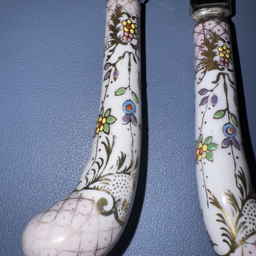Set Of 3 Sheffield England Porcelain Handle Serving Pieces~ Hand Painted~Unused - Picture 5 of 12