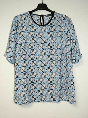 Chums Amber Circle Print Shell Top Blau Größe UK 16 SALEb QQ 24