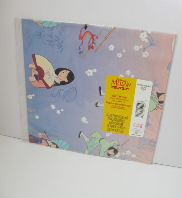 *RARE* Disney Mulan Gift Wrapping Paper Mushu Party Supplies Birthday ...