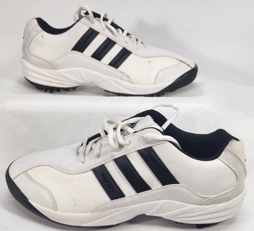 Adidas 791003 Traxion Mens Golf Shoes Sz 7.5 White Black Stripes 1 Broken Cleat - Picture 2 of 10