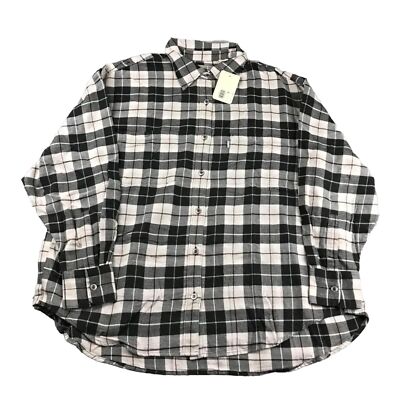 Levis Shirt Mens 2XL Black Plaid SilverTab Flannel Long Sleeves Button Up NWT