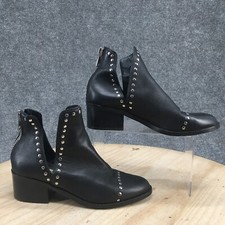 Steve Madden Boots Womens 6 M Conspire Ankle Bootie Black Leather Studded Casual