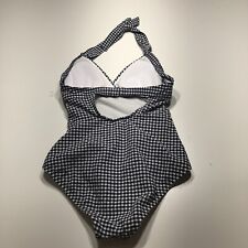 Draper James RSVP Swimsuit Womens XS Navy White Gingham Sweetheart Halter Neck