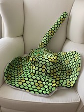 "Juguete de peluche vibrante mantarraya manta raya 38"" precioso verde amarillo"
