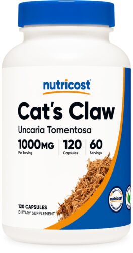 Capsules de griffe de chat Nutricost 1000 mg, 120 capsules - sans OGM et sans gluten - Photo 1 sur 5