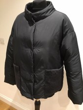 Fabiana Filippi Made In Italy Black Puffer Jacket With Shearling Pockets Uk12 M