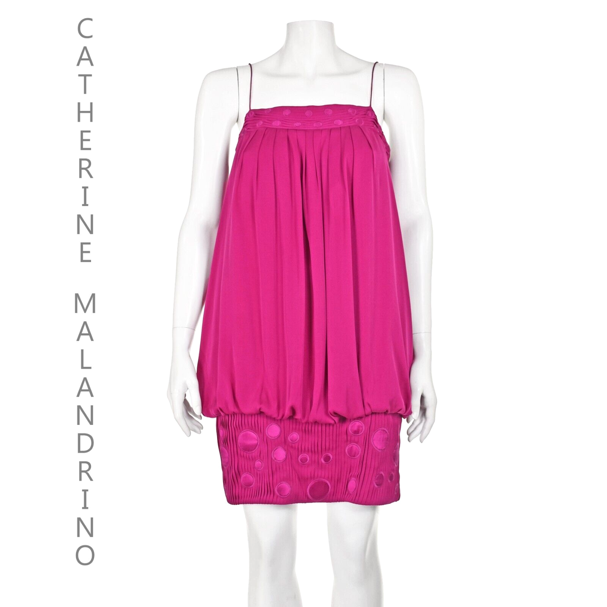 CATHERINE MALANDRINO Magenta Pink Silk Party Dress w/Spaghetti Straps SIZE  6 | eBay