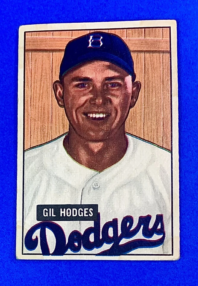 1951 Bowman #7 Gil Hodges Brooklyn Dodgers Vintage VG HOF - Image 2 of 3