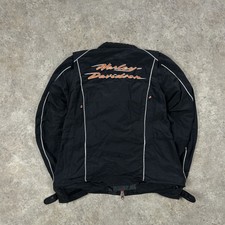 Harley Davidson Jacket Womens Medium Black Biker Full Zip Riding Gear Usa Y2k