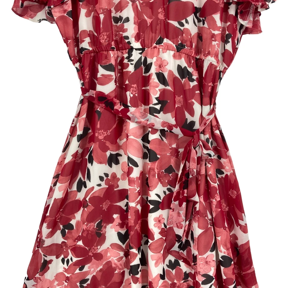 Kasper Fit & Flare Dress Womens 2XL White Red Floral Short Sleeve Round Neck - Image 4 of 4