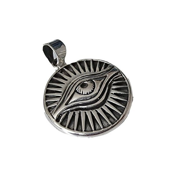 Colgante Ojo que todo lo ve. Plata de 1ª Ley. Tamaño: 2 cm. Peso: 6 gr.
