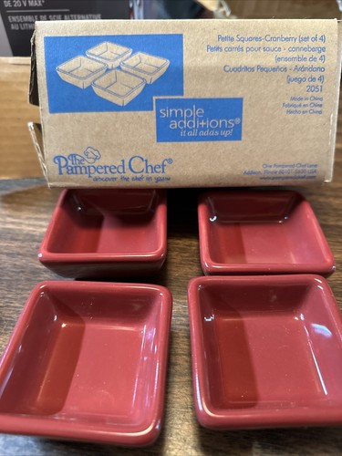 Set of (4) PAMPERED CHEF Petite Squares~Cranberry~Simple Additions - NEW - Picture 2 of 2