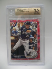 CHRISTIAN YELICH 2019 Topps Bowman Holiday Red Festive BGS GEM MINT 9.5 03/10