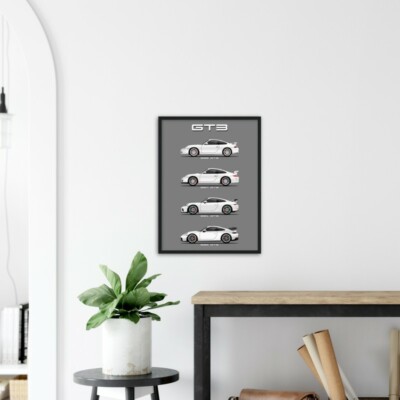 Porsche 911 GT3 Generations Poster Print - Iconic 996, 997, 991