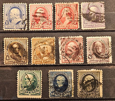 US Stamp Sc 219-28, President part set, Unwmk, Used VF CV$127.70 (XG)