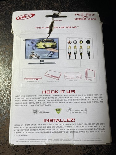 Intec Component AV Cable for Sony Playstation PS3 PS2 Wii XBOX 360 NIB - Picture 2 of 2
