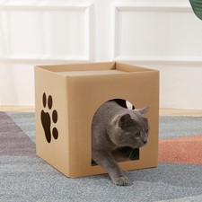 Large Cat Cardboard House Scratcher Box Pet Play Cave Scratching Pads Bed Cave 