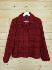 Agnes B Mohair Tweed Jacket Red Black Check Size 2 Uk12 Short