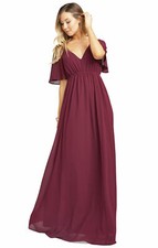 Show Me Your Mumu Womens Emily Chiffon A-Line Maxi Dress Small Merlot - NWT $188