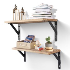 2 PCS Floating Shelves Wall Mounted Rustic Wood Wall Storage Shelves Heavy Duty