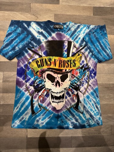 Guns N Roses Vintage 90s Cinecitta Firenze Skull Slash Tie Dye Band T Shirt L  - Picture 1 of 5