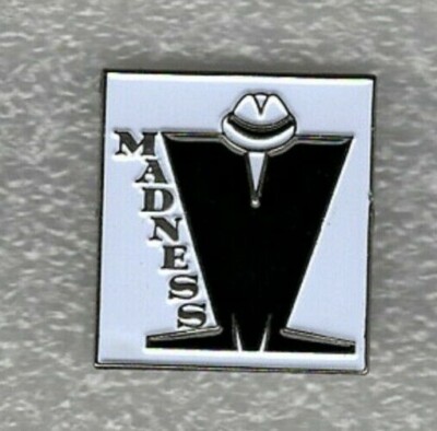 Madness pin badge. M design. Metal Enamel. Ska two tone Skanking Walt 