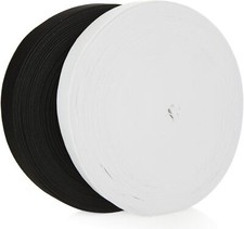 10M Flat Woven Elastic 25mm 1 inch wide Black or White Premium Grade