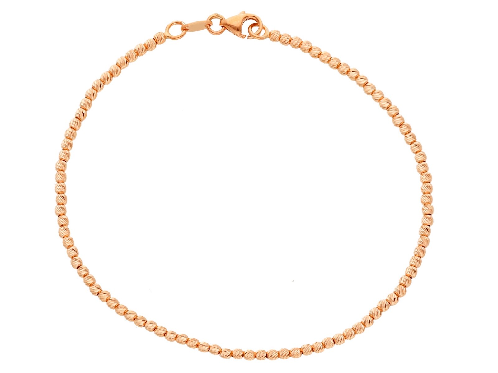 18K ROSE GOLD BRACELET, 20 CM, FINELY WORKED SPHERES, 2 MM DIAMOND CUT BALLS