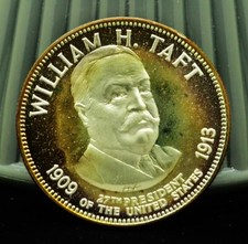 925 Silver Franklin Mint Art Round Presidential Treasury William H Taft