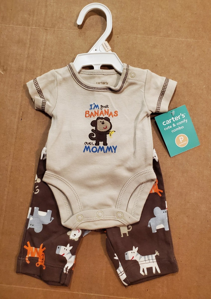 Carter's Preemie 2pc Set Animal Print 5lb Infant Newborn Baby