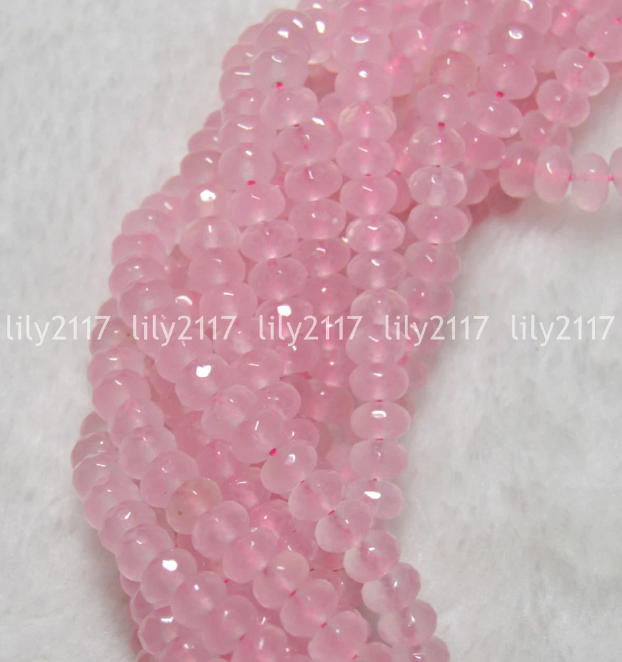 Wholesale Natural 5x8mm Faceted Pink Rose Quartz Gemstone Loose beads 15" - Image 4 of 4
