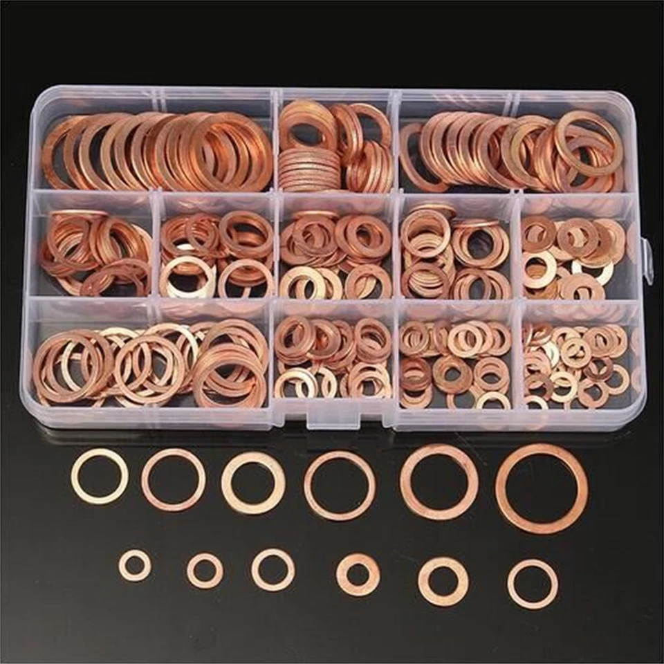 280Pcs 12 Sizes Solid Copper Crush Washers Assorted Seal Flat Ring Hardware Kit - Image 4 of 4