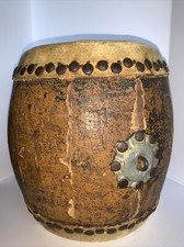 19th century japanese ceremonial drum Approx 10&rdquo; Tall X 10&rdquo; Drum Heads 7&rdquo; *RARE*