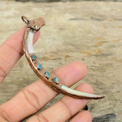 Abalone Shell Rough Electroformed Pendant Handcrafted Copper Unique 3.78''