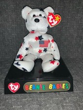 Ty Beanie Baby retired teddy bear Glory DOB July 4th 1997, mint condition