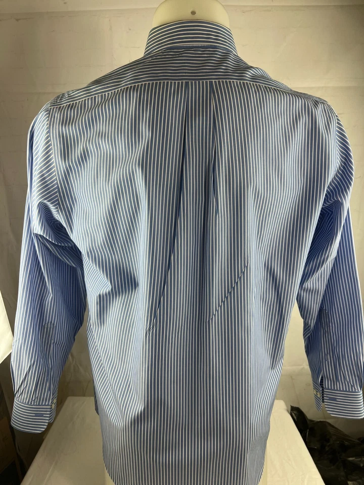 Camisa de vestir para hombre Club Room a rayas manga larga con botones talla 2XLT azul blanco Foto 2 de 3