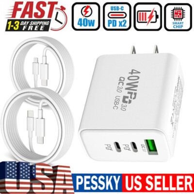 PD 40W Fast Wall Charger Power Adapter & Cable For iPhone 14 Pro Max 14 13 12 11