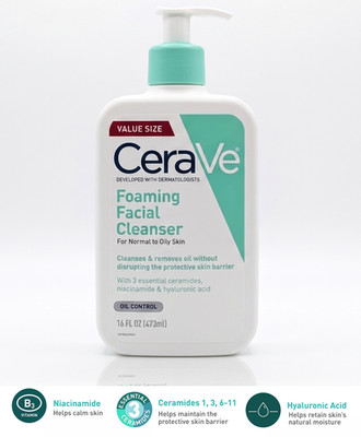 CeraVe Foaming Facial Cleanser with Hyaluronic Acid & Niacinamide for Oily Skin