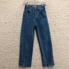 Levis Jeans 25 Women Blue Premium Denim Ribcage Straight Denim High Rise Zip Fly