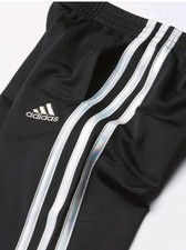 adidas Boys' Track Pants Black L 14  Three Stripe Logo Pockets