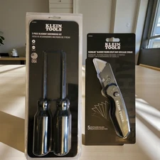 Klein Tools Blackout Flickblade Utility Knife 44303BLK/ 2-Pack Screwdriver Set 