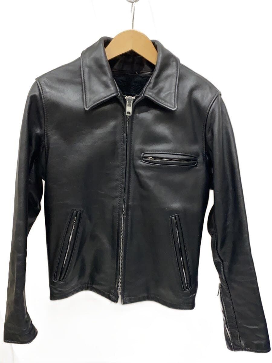 black solid Schott leather blouson jacket size 34 - image 1