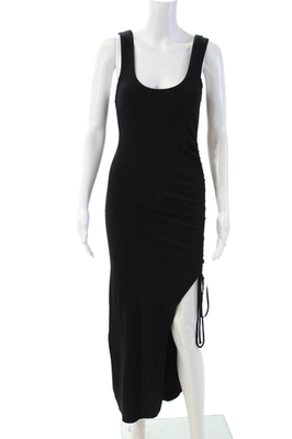 #ad #ad The Range Womens Bodycon Tank Dress Black Sleeveless Mid Calf Drawstring Size M $40.65