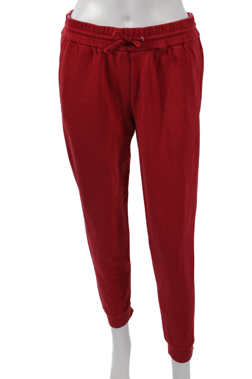 Theory Women Jogger Sweatpants Red Drawstring Cotton Blend Size S
