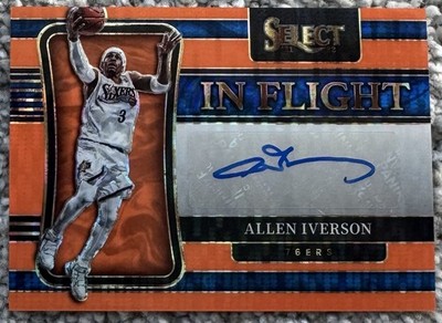 2021-22 Select Allen Iverson In Flight Signatures FOTL Orange Pulsar Auto # /15