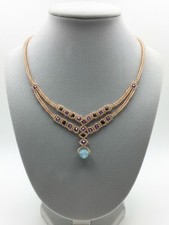 Collana Fatta A Mano Elegante Pendente Pietra Agata Vintage Art Decò Cristallo 