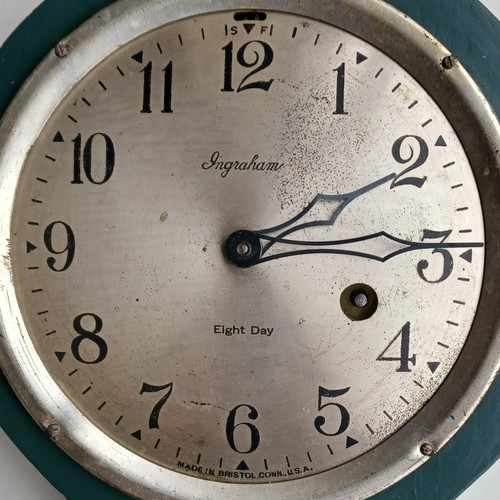 Antique Vintage 1927 Ingraham "Master" Wall Clock With Flower Bouquet: Key RUNS! - Picture 5 of 9