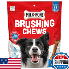Milk-Bone Brushing Chews Daily Dental Dog Treats S/M 35ct Clean Teeth Fresh Brea