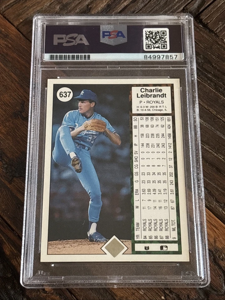 1989 Upper Deck #637 Charlie Leibrandt Signed Auto Autographed PSA/DNA Encased - Image 2 of 2