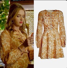 Zimmermann Dress Size 1 AU 10 / US 6 Linen Peggy Scallop Orange Paisley Floral